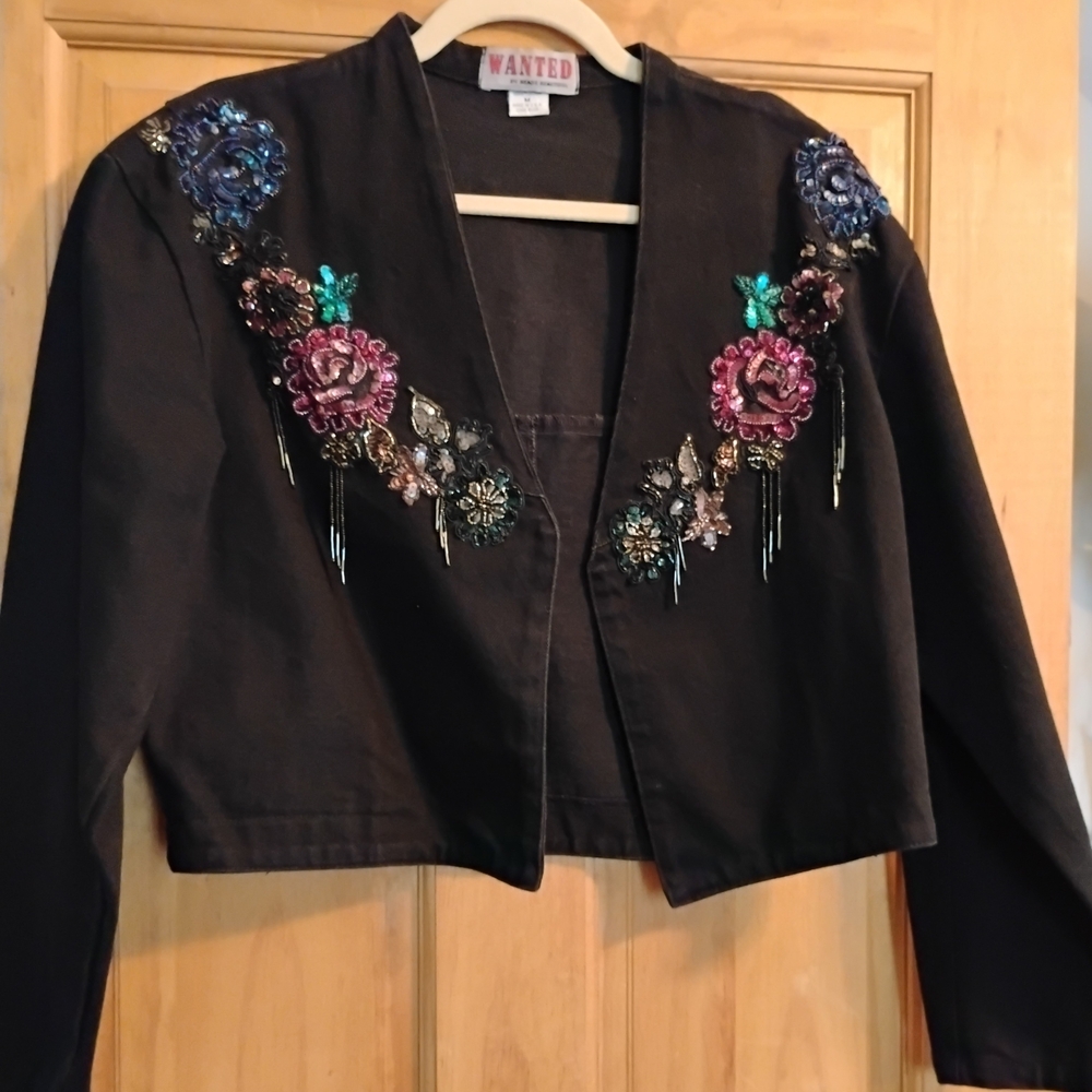 Wanted Black Embroidered Women's Jacket